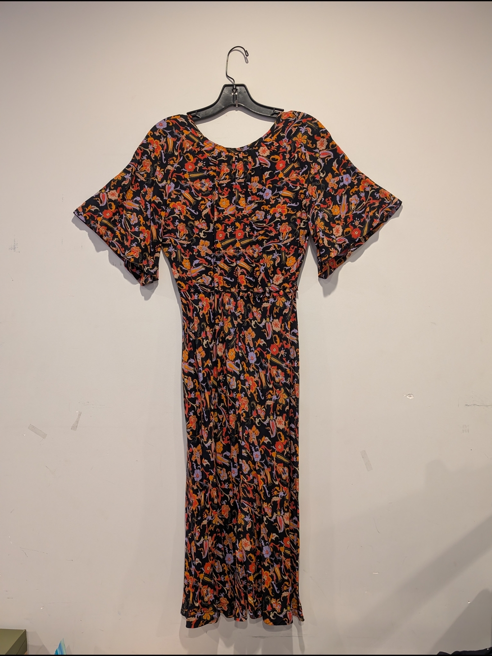 Derek Lam 10 Crosby Black Orange Midi Dress Sz 2 Spring Brunch Modest Whimsy Fun